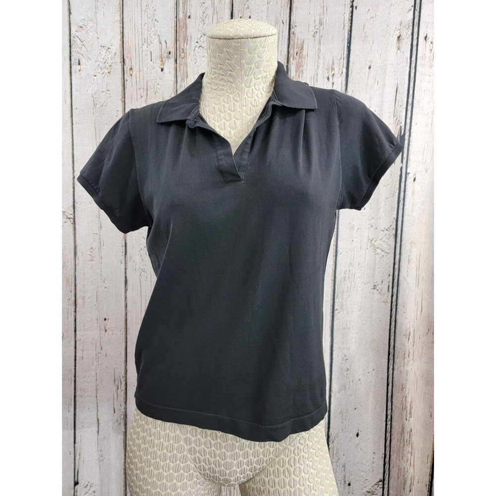 Ron Leal Black Cotton Blend Short Sleeve Polo‎ Shirt T-Shirt Tee Top Women's M
